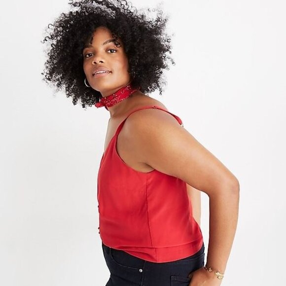 Madewell Silk Button Down Cami in Cranberry - Picture 14 of 16